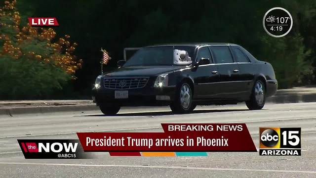 President Trump's motorcade rolls into Paradise Valley