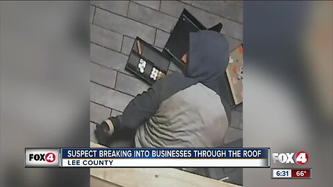 Man breaking into businesses through the roof