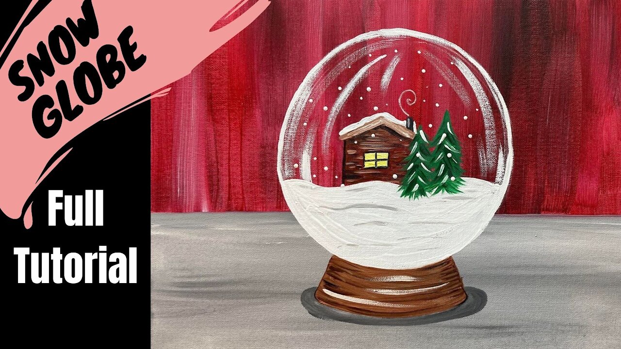 Christmas Snow Globe - Easy acrylic painting tutorial for beginners - holiday DIY