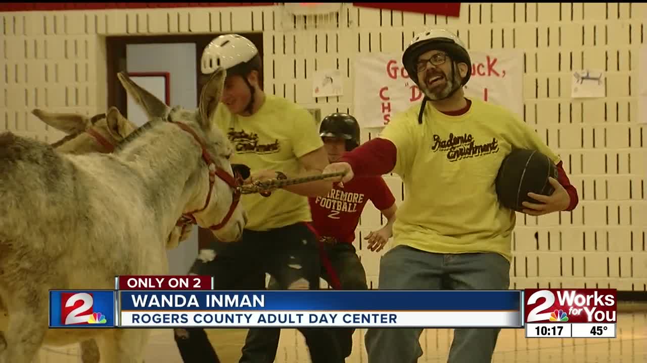 Claremore firefighters, police officers volunteer for 'donkey basketball' to raise funds