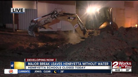 Henryetta homeowners left without water and classes cancelled following line break