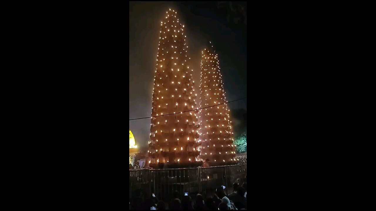 Lighting of Oil Lamp Towers at Ujjain, India