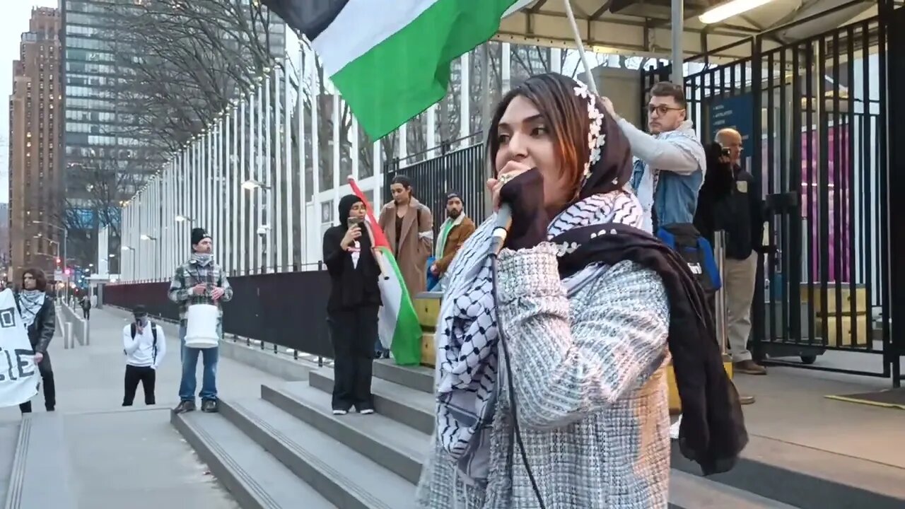 The NYC Rally In Solidarity with Jenin Nablus Huwarra Palestine outside the United Nations 3/17/23