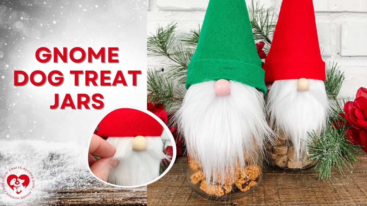 Christmas Gnome Dog Treat Jars - Great DIY Gift!