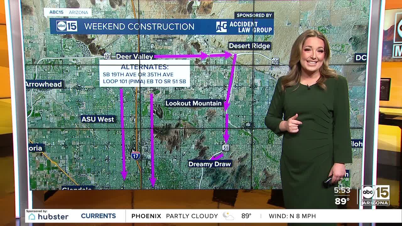 Weekend freeway construction happening around the Valley