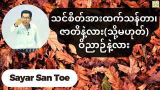 Sayar San Toe - သင်စိတ်အားထက်သန်တာ၊ဇာတိနဲ့လား(သို့မဟုတ်)ဝိညာဉ်နဲ့လား