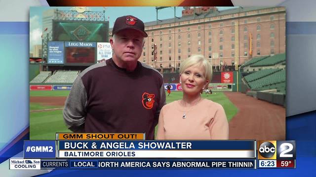 Buck, Angela Showalter say good morning from Oriole Park