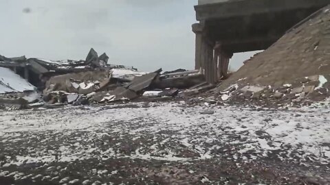 Destroyed bridge in the city of #Volnovakha, #Donetsk Oblast, Ukraine .