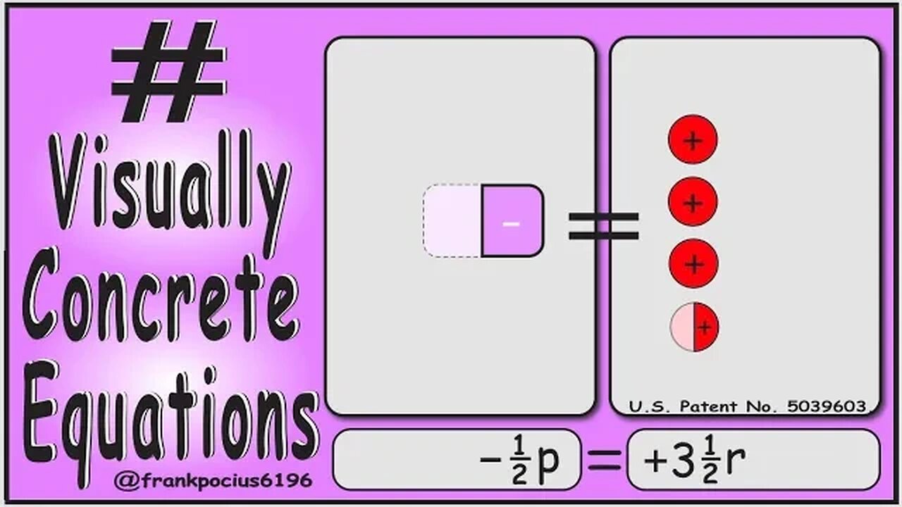 VISUAL EQUATION_ -1/2 p = +3 1/2 r _ SOLVING BASIC EQUATIONS _ SOLVING BASIC WORD PROBLEMS