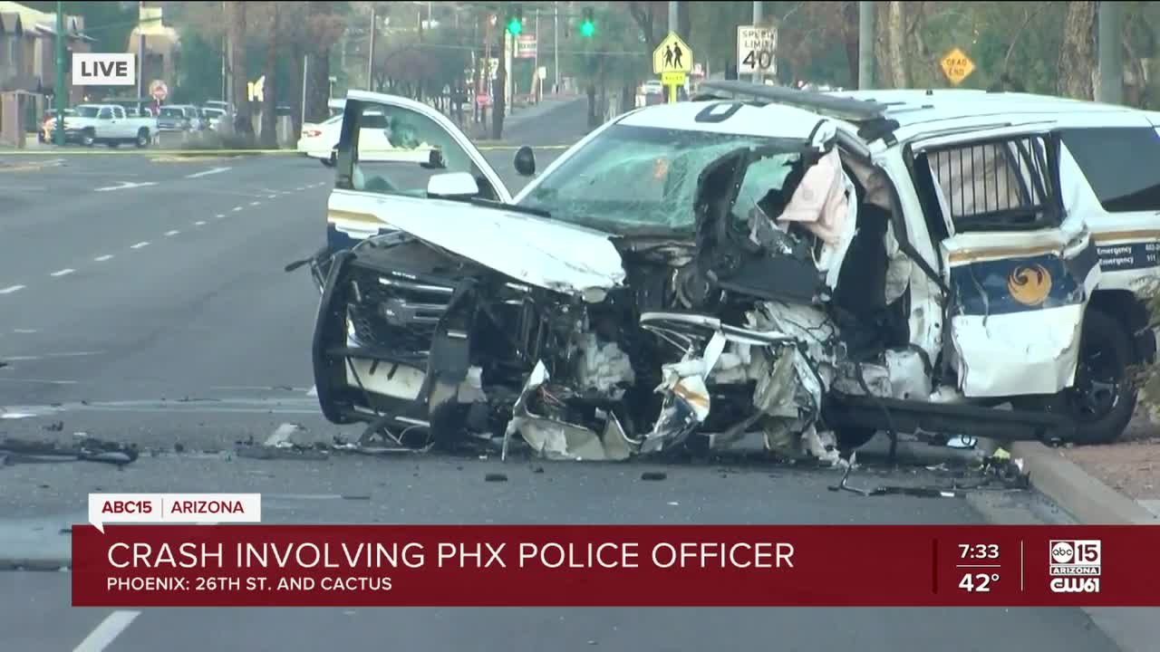 Crash involving officer at 26th Street and Cactus Road