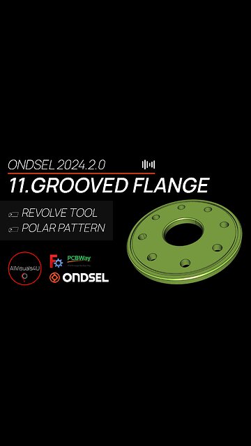 🟢 Ondsel For Beginners - Design A Grooved Flange - Ondsel Tutorial - FreeCAD Revolve | #Shorts