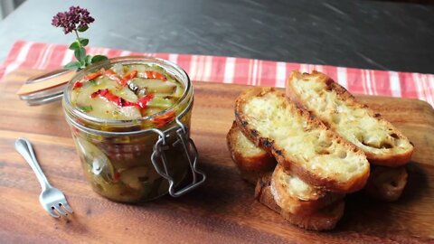 Eggplant Escabeche Recipe - Spicy Preserved Eggplant Relish - Cold Eggplant Salad
