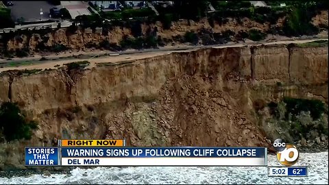 Warning signs posted after cliff collapse
