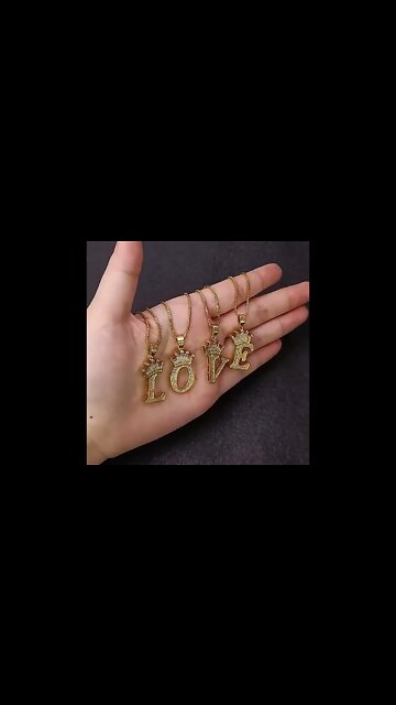 Luxury Copper Zircon A-Z Crown Alphabet Pendant Chain Necklace Punk Hip-Hop Style Fashion Woman Man
