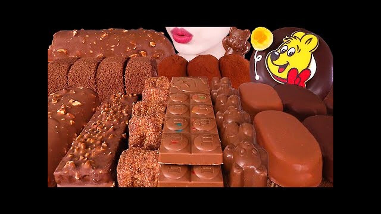 ASMR CHOCOLATE PARTY *ICE CREAM, MOCHI, ROLL CAKE, TICO, DONUTS, HERSHEY 초콜릿 디저트파티｜EATING｜MUKBANG｜먹방