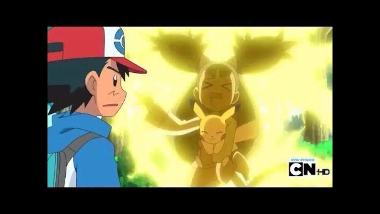 Pokemon Best Wishes: Pikachu electrocutes Iris