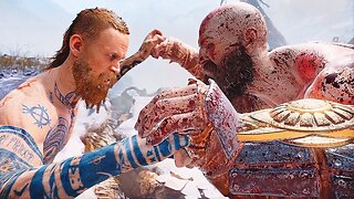 Kratos Fights Baldur to Protect Atreus - God of War