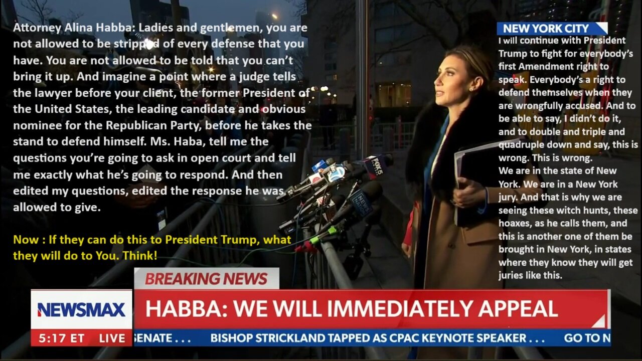 Atty Alina Habba ERUPTS After Corrupt New York Kangaroo Court Denies Trump the Right to Speak