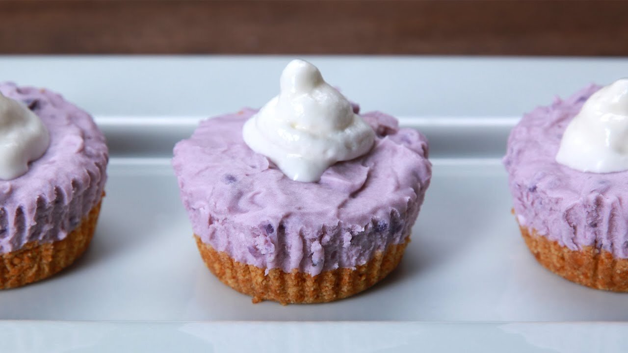 Mini No-Bake Ube Cheesecakes