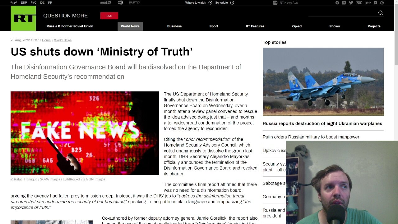 US Department of Homeland Security shut down Disinformation Governance Board