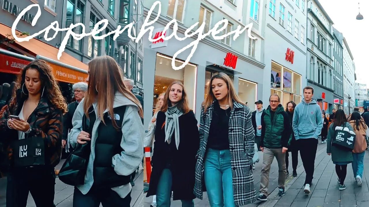 Copenhagen, Denmark Saturday in Downtown City Center Walking Tour 4k Oct 2021