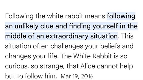 FOLLOW THE WHITE RABBIT MEANS