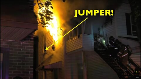 🔥 HOUSE FIRE - MAN JUMPS FROM 2ND STORY WINDOW