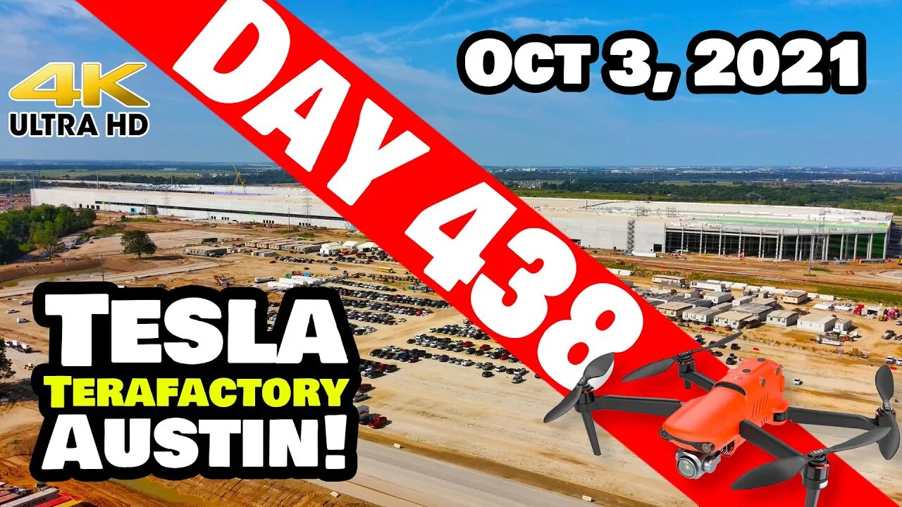 Tesla Gigafactory Austin 4K Day 438 - 10/3/21 - Tesla Terafactory TX - BEAUTIFUL DAY AT GIGA TEXAS!