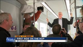 Mayor Tom Barrett takes first ride on the Milwaukee Hop