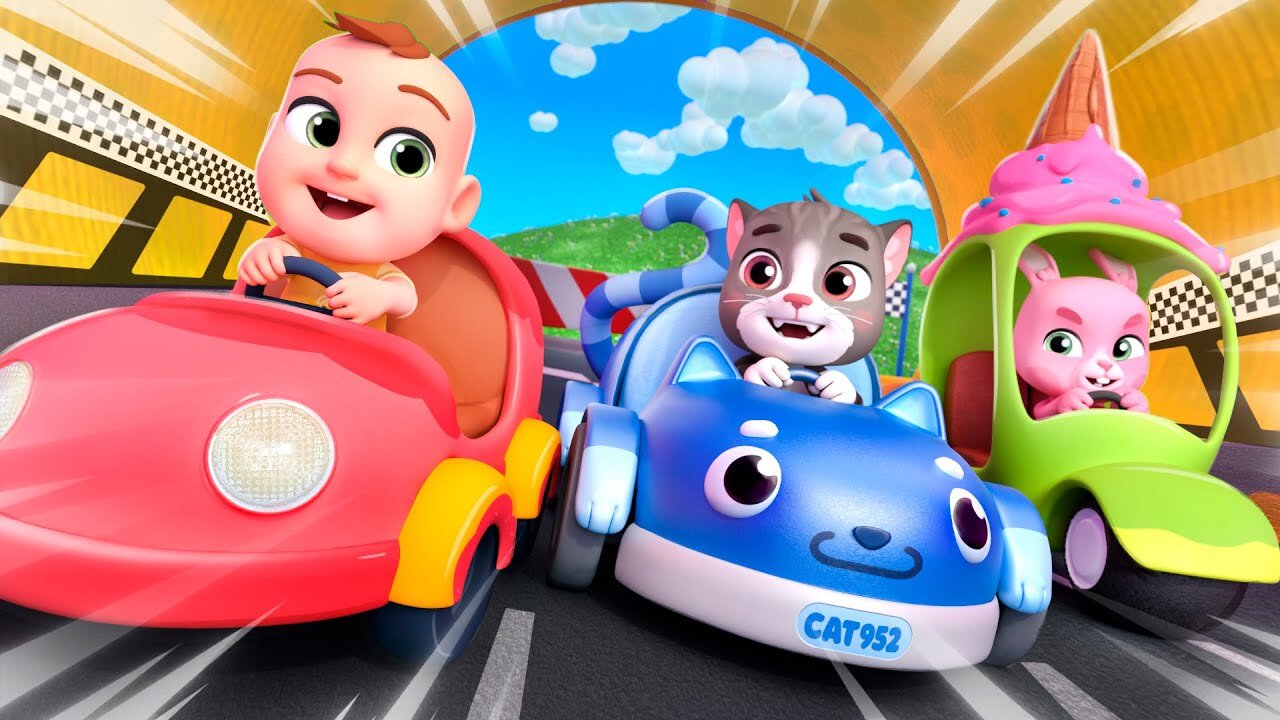 Baby Car Finger Family | Racing Game Song | Lalafun Nursery Rhymes & Kids Songs