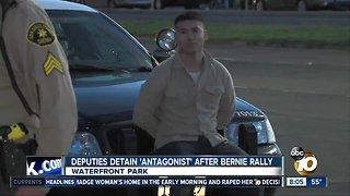 Deputies detain 'antagonist' after Bernie rally