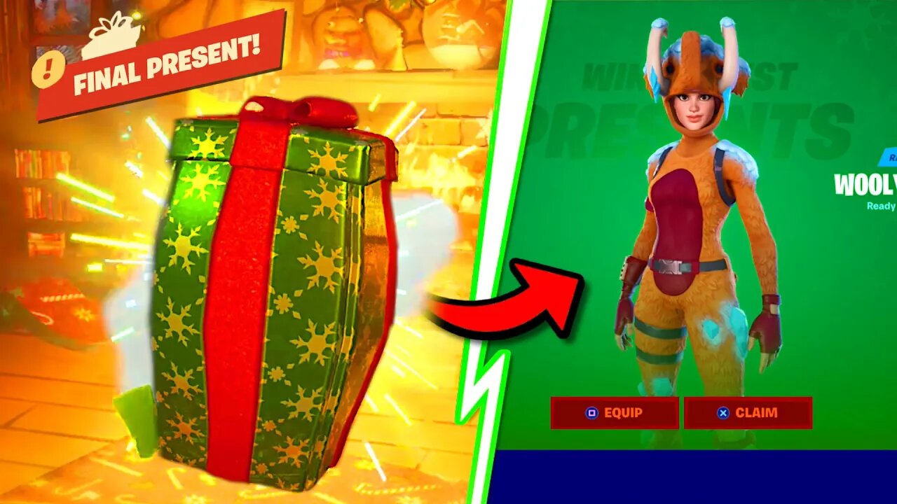 How to *OPEN* the "LAST PRESENT" in Fortnite..! (Winterfest) - Wooly Warrior Skin - Battle Royale