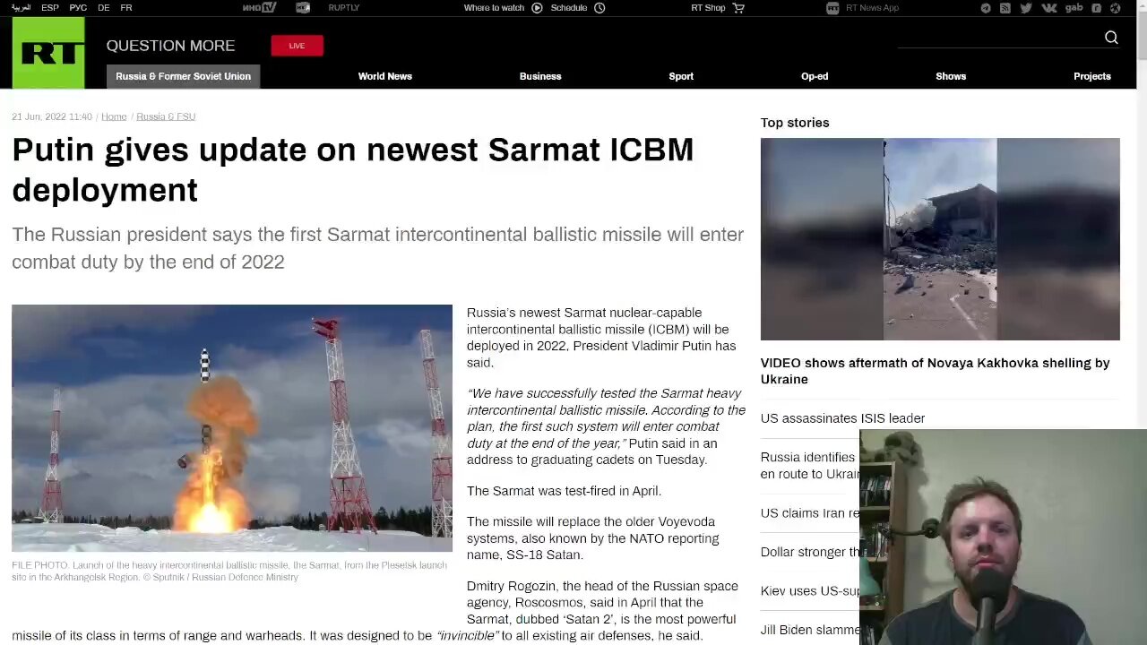 Putin gives update on newest Sarmat ICBM deployment