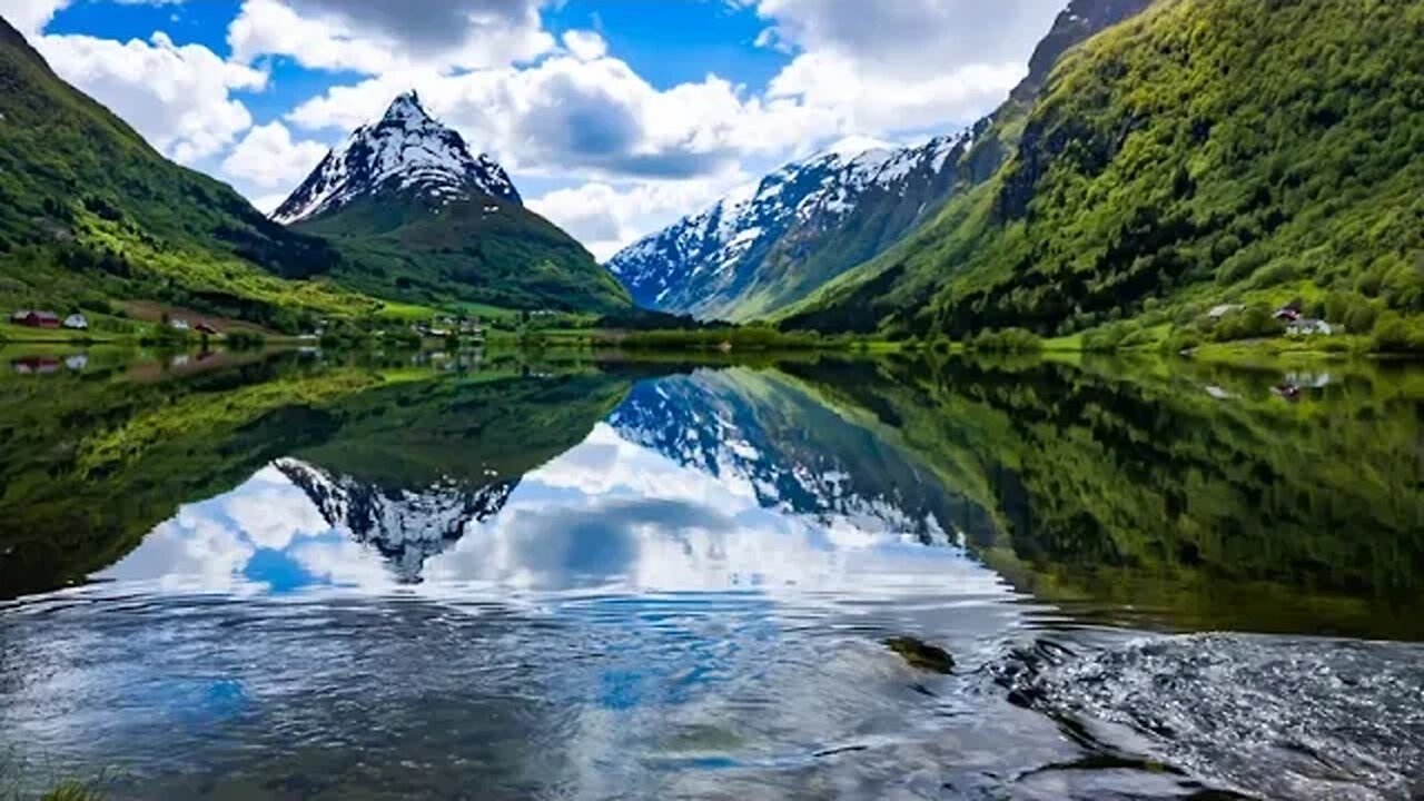 short version: big lake with mountains in the backgrund