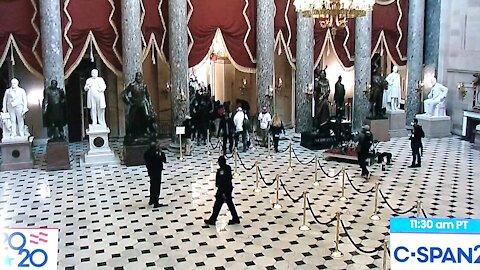 Capitol Police standby as protesters walk through the Capitol