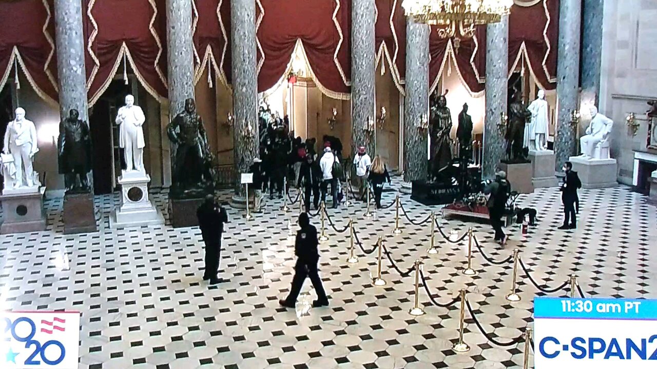 Capitol Police standby as protesters walk through the Capitol