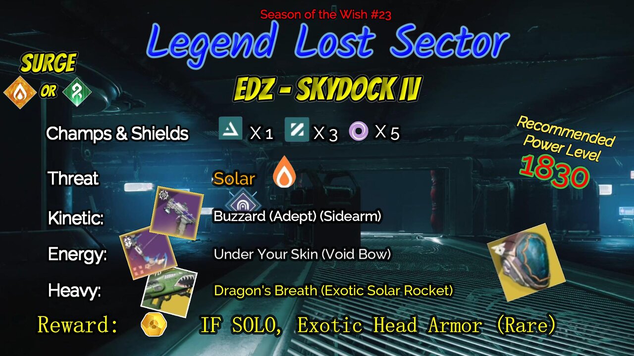 Destiny 2 Legend Lost Sector: EDZ - Skydock IV on my Solar Warlock 12-18-23