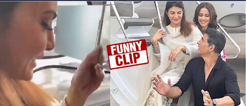 Jacqueline Fernandez and Nushrat B doing makeup in running bus|#ramsetu