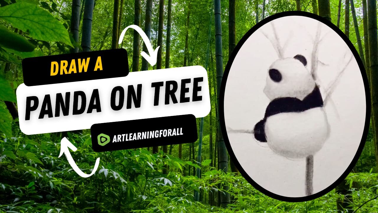 🎨🐼 Master the Art: Drawing a Peaceful Panda Perched in a Tree 🌿✏️
