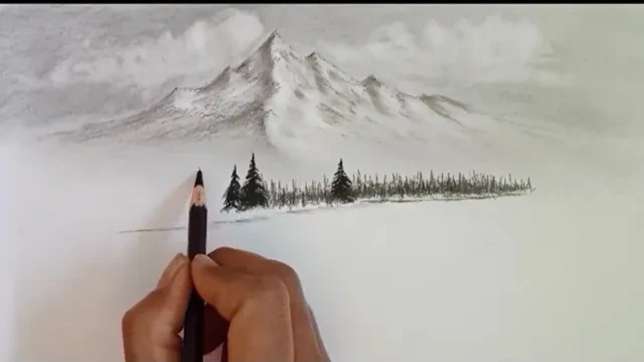 Pencil drawing landscape scenery