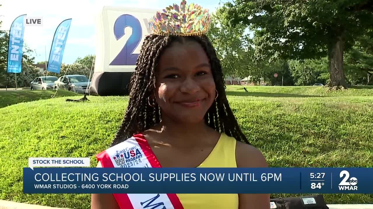 Miss East Coast USA donates 58 bookbags for Stock the School!