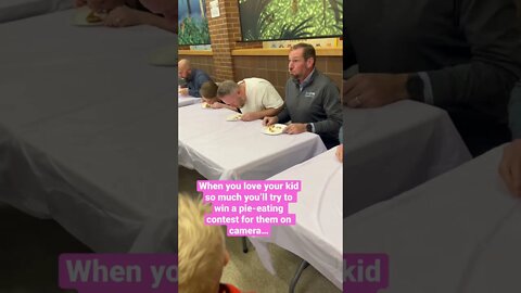 When You Love Your Kid Enough to Try and Win a Pie Eating Contest on Camera