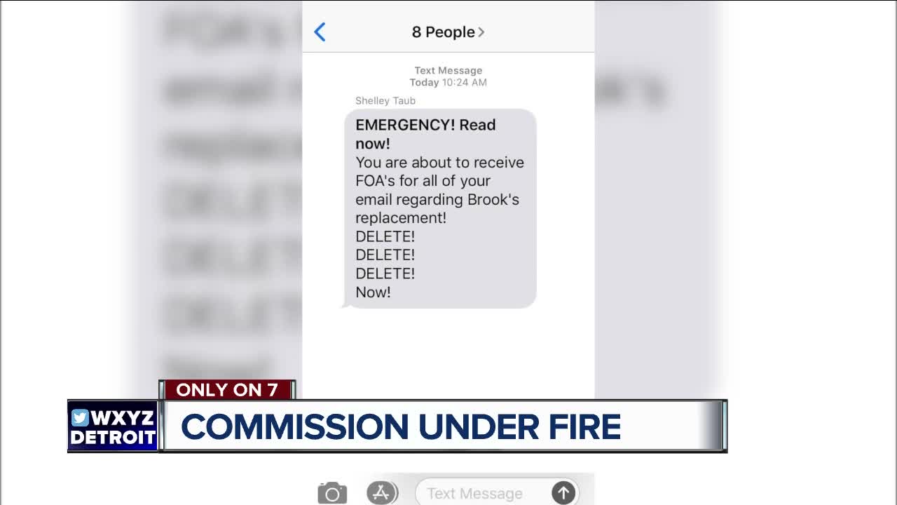 Oakland Co. Cover-up? Text that reads DELETE, DELETE, DELETE over L. Brooks Patterson's seat