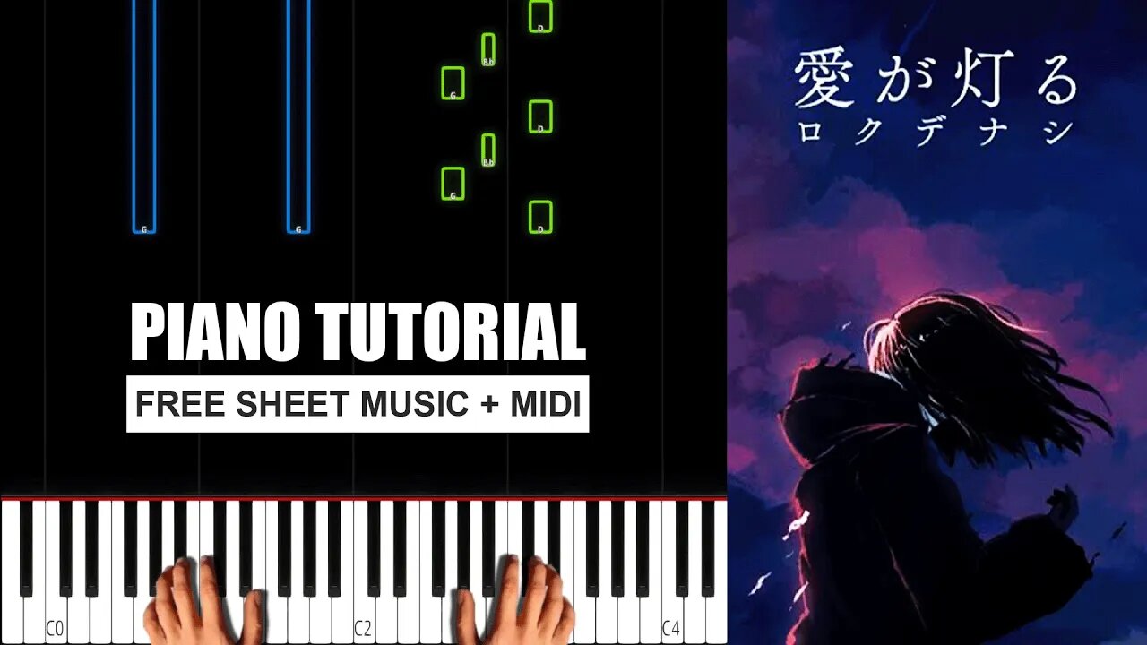 ロクデナシ「愛が灯る」- Rokudenashi (The Flame of Love) - (MEDIUM) Piano Tutorial