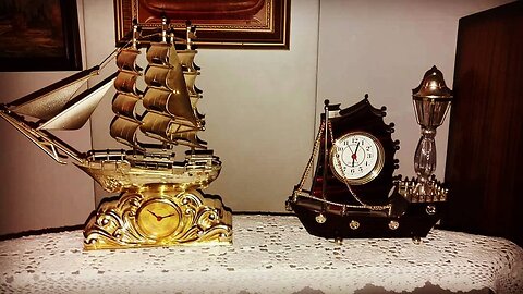 Wooden and golden clock constructions