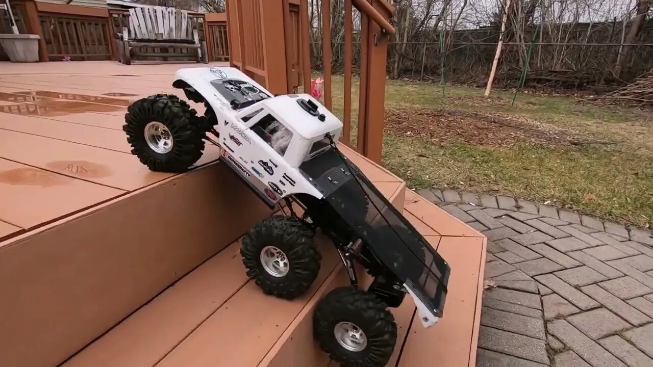 RC 6x6 makes it up some steps. Vanquish-USD Sticky-HH-Castle-RC4WD-Boom Racing