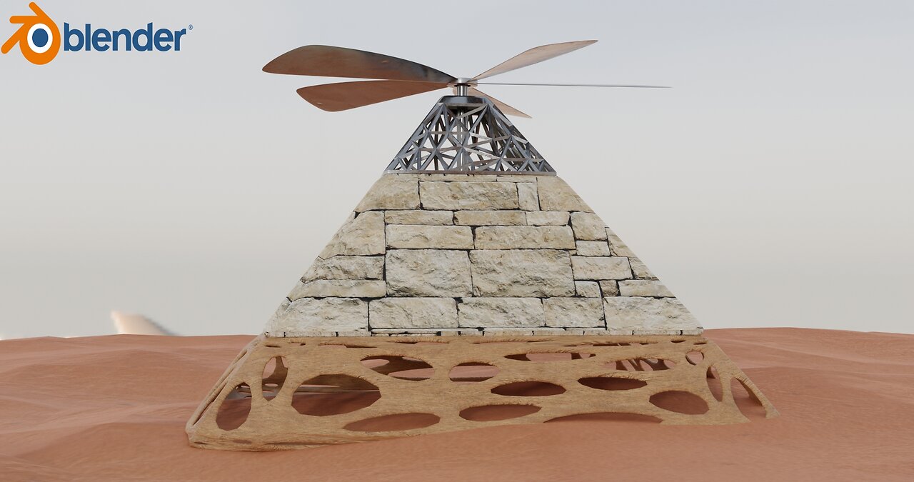 Modeling a pyramid and a fan in blender #26