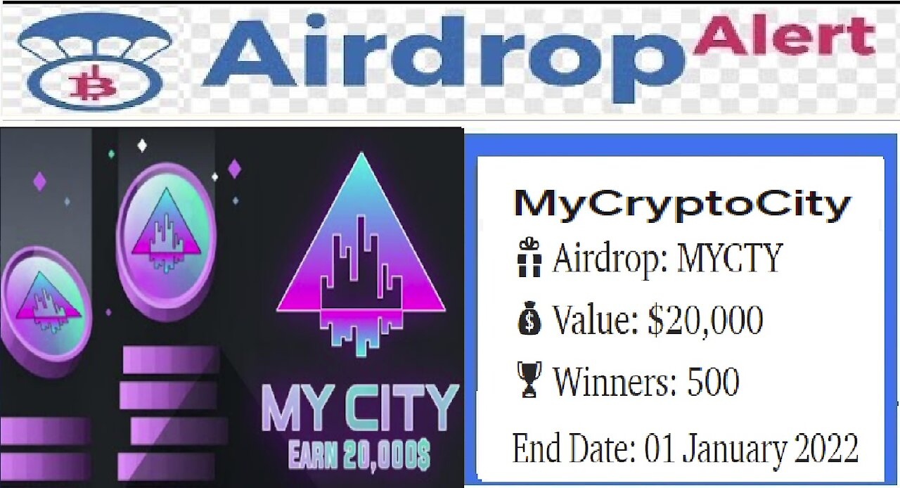 【Airdrop MyCity】Ganhe $20,000 MYCTY || Data de término: 01 de janeiro de 2022 || #RendaExtra