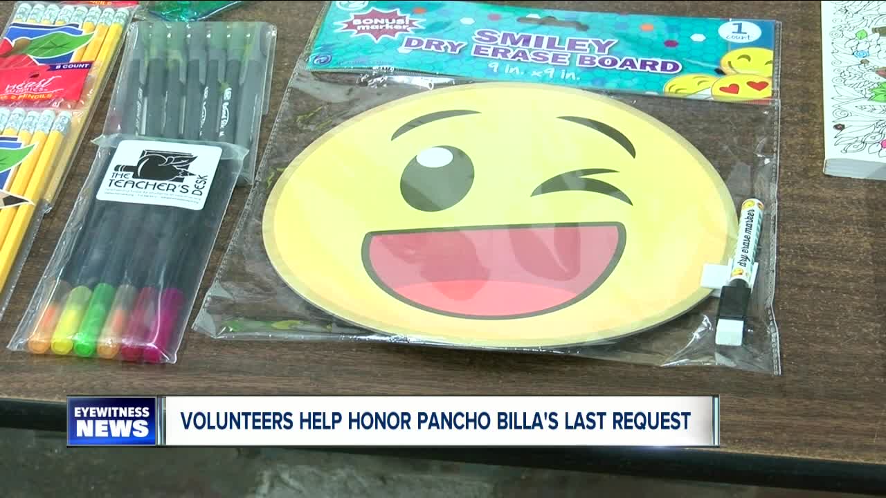 Volunteers at the Teacher's Desk help fulfill Pancho Billa's last wish