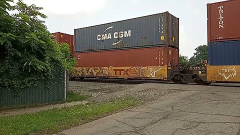 I wasn't ready! Norfolk Southern intermodal 2 DPU's long one